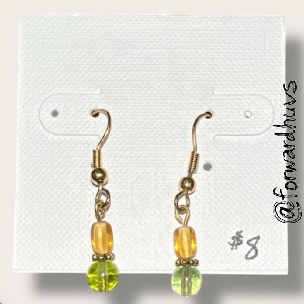 Bundle Sale 3 for $15 | Hand Crafted Yellow & Green Bead Dangle Earrings